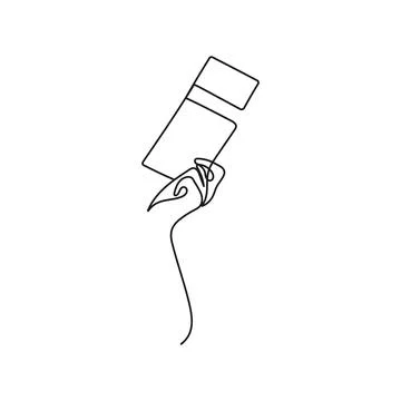 Human hand holding ticket. One line art. Stock Illustration