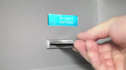 Human hand insert bank card into ATM Stock Footage 46938059