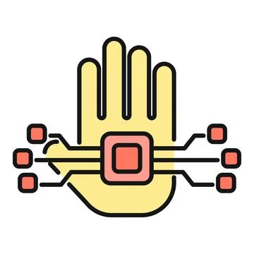 Human hand integrating chip for technology and cybernetics 스톡 일러스트
