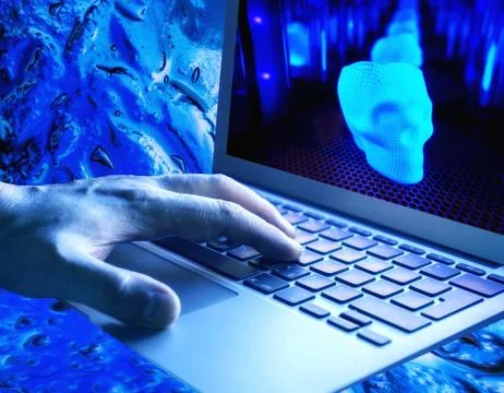 Human hand on keyboard of mobile computer programming complex shape productio Fotos de archivo