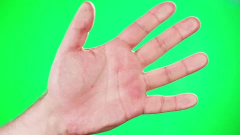 Human hand making fingerprints on green chroma key background. Person pressing Video stock 182020185