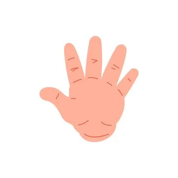 Human hand with open palm waving greeting hi hello gesture icon vector flat i Stock Illustration