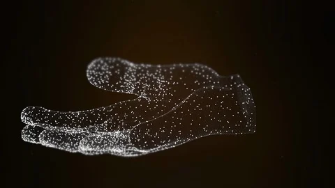 Human hand opens and virus crossed with red lasers appears. Vídeo Stock 126705661