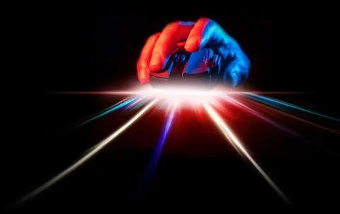 Human Hand over th High technology computer gaming mouse Stock Photos