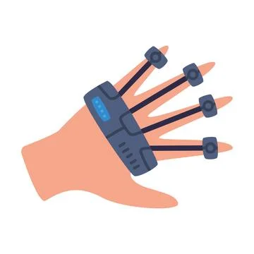 Human Hand Palm with VR Sensor as Future Technology Device Vector Illustration Stock Illustration