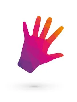 Human hand pink orange triangle color fingers Stock-Illustration