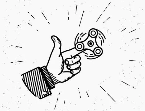 Human hand playing with fast rotating spiner Stock Illustration