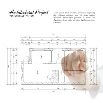 Human hand pointing architecture. Stock Illustration