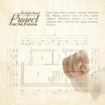 Human hand pointing architecture. Stock Illustration