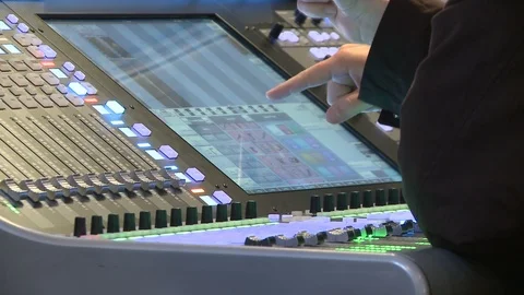 The human hand is pointing by the audio mix Stock Footage 126783749