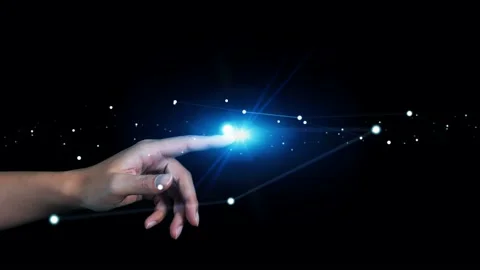 Human hand pointing communication network concept. Stock Footage 147793147