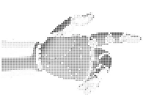 Human hand pointing finger gesture halftone illustration. Stock Illustration