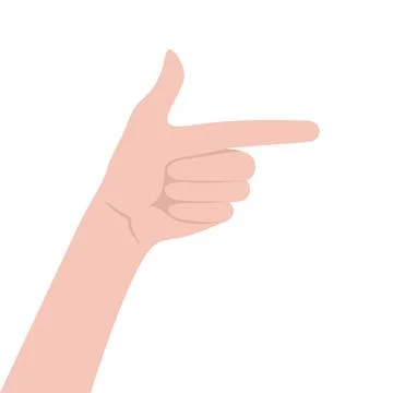 Human hand pointing with forefinger to the side, isolated on white background Illustrazione stock