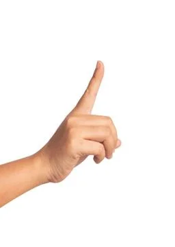 Human hand pointing something on a white background Stock Photos