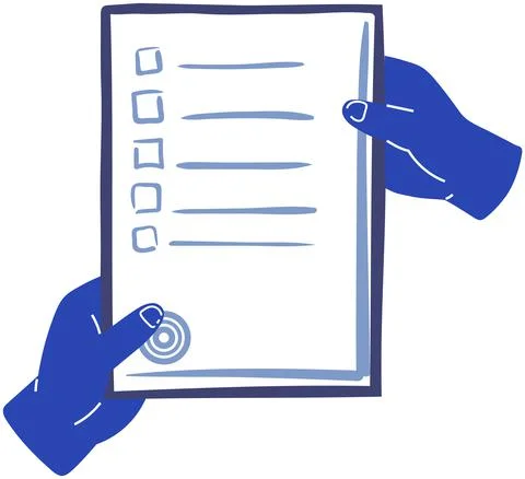 Human hand points to paper with data. Person showing document, information sheet Illustrazione stock