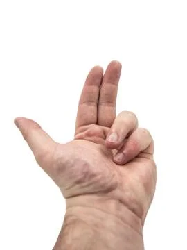 Human hand posing and counting on white background 写真素材