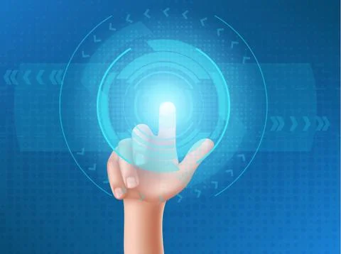 Human hand presses on display Stock Illustration