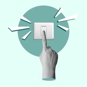 A human hand presses a switch button 写真素材