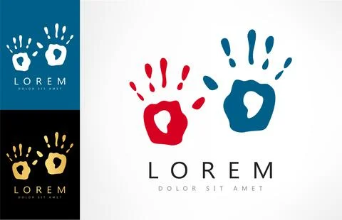 Human hand print logo vector design Stock Illustration
