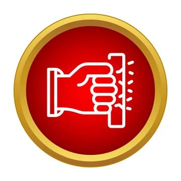 Human hand pulling door handle opening entrance icon Illustration