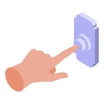 Human hand is pushing a doorbell button Stock Illustration
