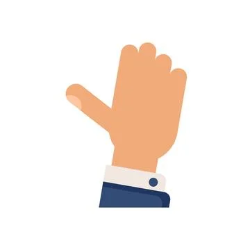 Human hand raised greeting palm gesture interface flat icon 库存插图