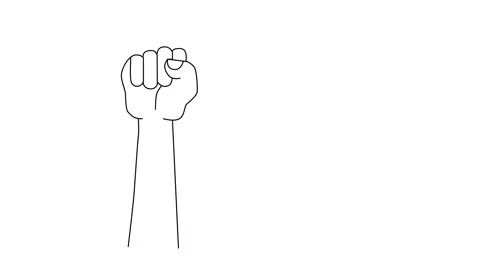 Human hand raised in protest. Self drawing animation, line art, copy space. Stock Footage 153758466