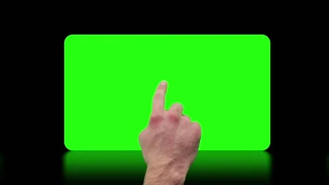 Human hand scrolling and touching gesture on bright green screen background Stock Footage 320624016