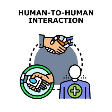 Human hand shaking robot assistance connection concept Stock Illustration