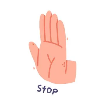 Human Hand Show Stop Palm Gesture Vector Illustration Stock Illustration