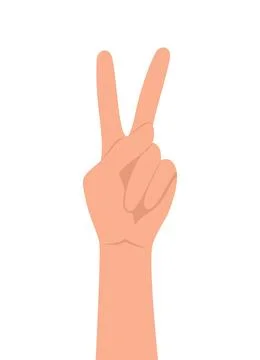 Human hand showing number two or victory sign with fingers isolated Illustrazione stock