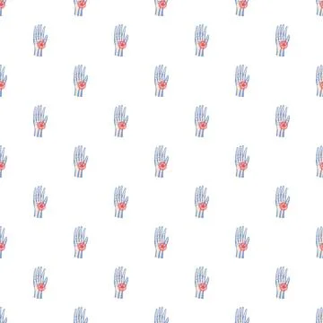 Human hand skeleton suffering joint pain seamless pattern Stock Illustration