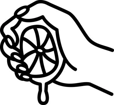 Human hand squeezing lemon fruit icon Stock Illustration