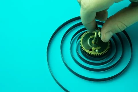 Human hand starts the clock Stock Photos
