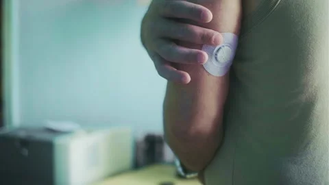 A human hand with a sugar sensor Stock Footage 314163557