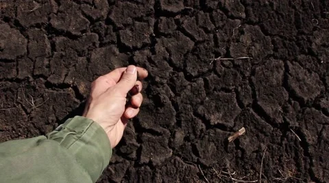 Human hand takes a sample of the soil of the earth Stockbeeldmateriaal 49512975