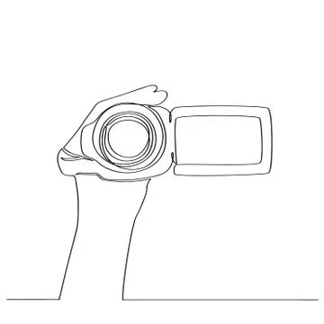 Human hand takes video on camera. Illustration