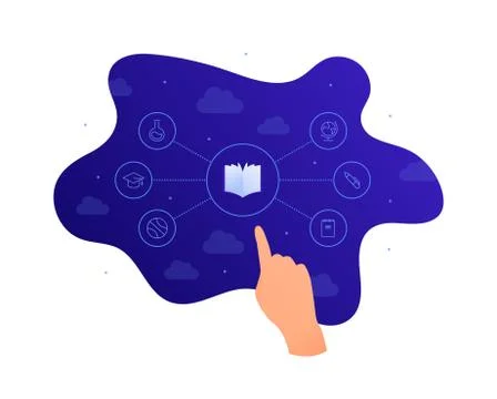 Human hand targer book icon connected with courses symbol Stock Illustration