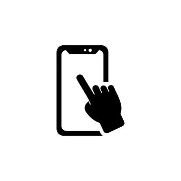 Human Hand Touch on Smartphone Screen Solid Flat Vector Icon Isolated on Wh.. 스톡 일러스트