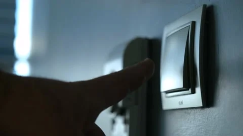 Human Hand Turn Off Power Button On The Wall 動画素材 195304404