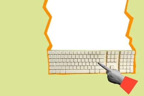 Human hand typing on a computer keyboard Stock Photos