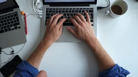 Human hand typing on laptop computer Stock Footage 75902661