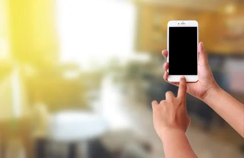Human hand use mobile phone Stock Photos