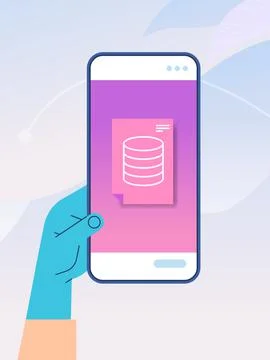 Human hand using mobile app online data statistics remote business control on イラスト素材