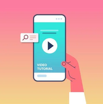 Human hand using mobile educational app on smartphone screen online education Illustrazione stock