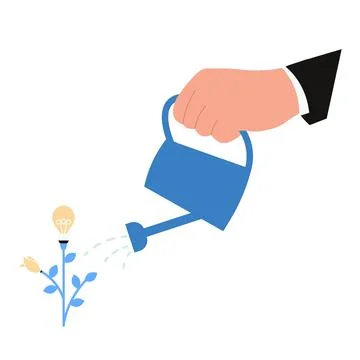 Human hand watering light bulb Stock Illustration