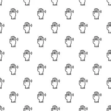 Human hand wearing smart ring sending wireless signal seamless pattern Stock Illustration