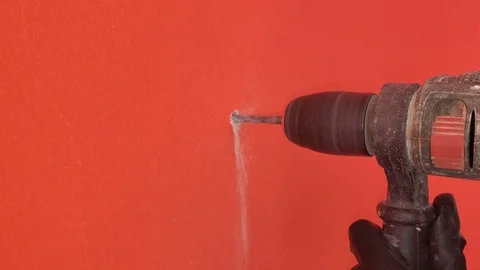 Human hand Working on drilling wall,manual construction job,industrial tools,4k Stock Footage 118234886