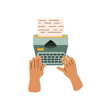 Human hand writing on typewrite, author, poetry concept Stock Illustration