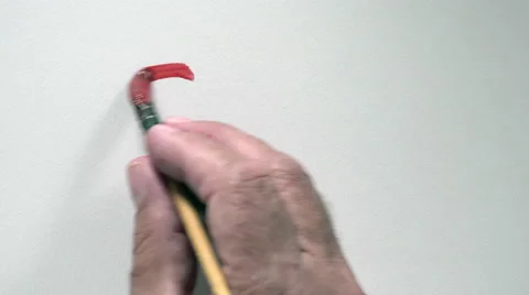 Human hand writing word "STOP" with red gouache Video stock 54078570
